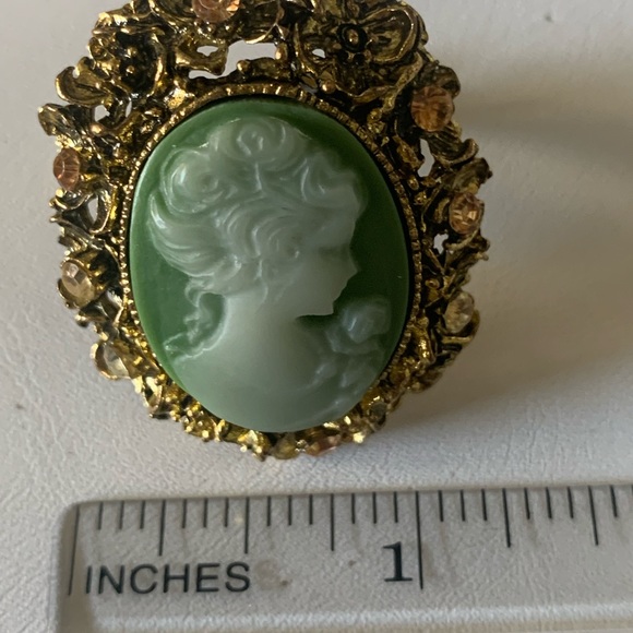 Cameo ring green and gold - Picture 8 of 9